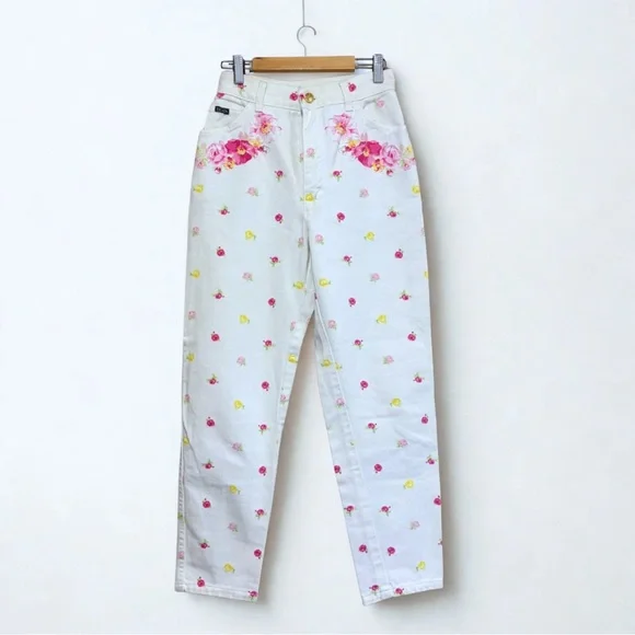 💝 Escada by Margareth Ley Vintage Floral Jeans- Rare 1980s/90s - Picture 3 of 12